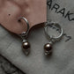 Handcrafted Brown Faux Pearl Charm Hoops in Silver