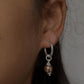 Unique Brown Faux Pearl and Charm Silver Hoop Earrings