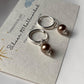 Timeless Brown Faux Pearl Charm Silver Hoop Earrings