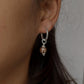 Elegant Brown Faux Pearl Silver Hoop Earrings
