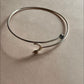 Adjustable Silver Arm Cuff with Moonstone Moon Design