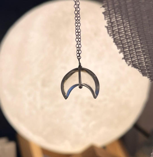 Clear Quartz Crescent Moon Crystal Necklace