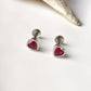 Sterling Silver Pink CZ Heart 5MM Stud Earrings with South Screw