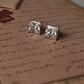 White CZ square cut 7mm silver stud earrings