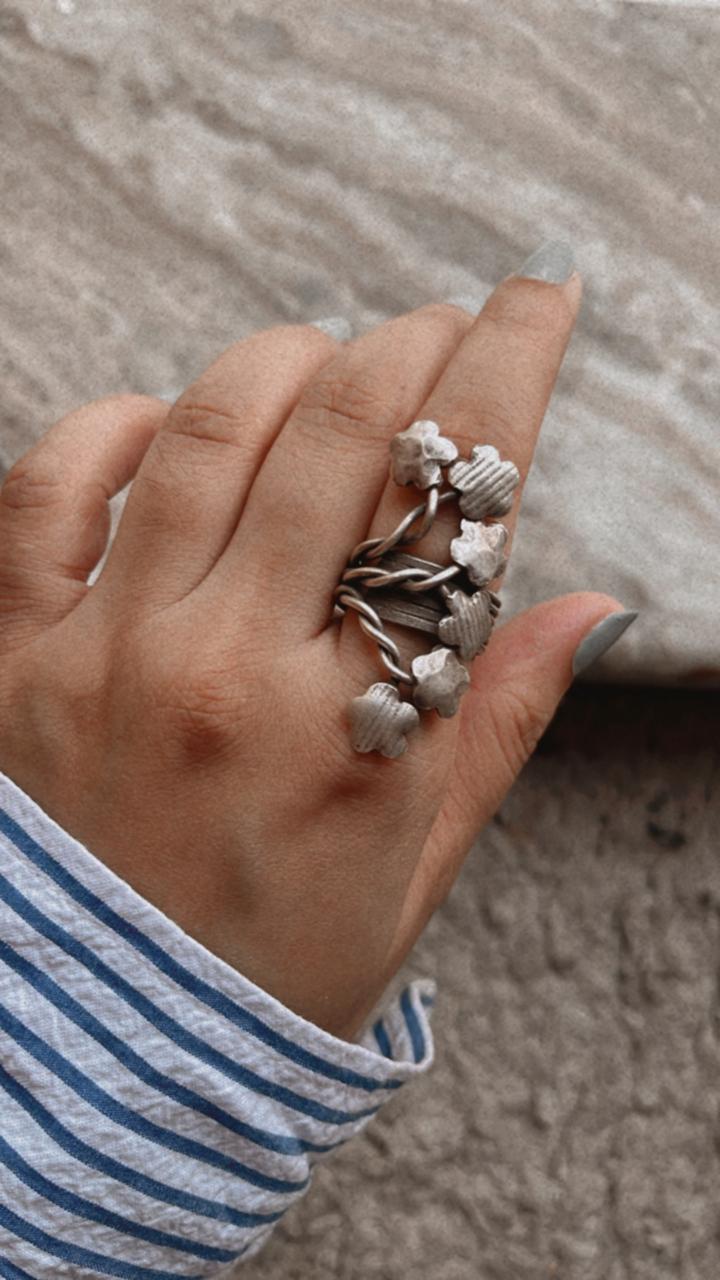 Handcrafted Antique Bohemian Flower Silver 925 Ring