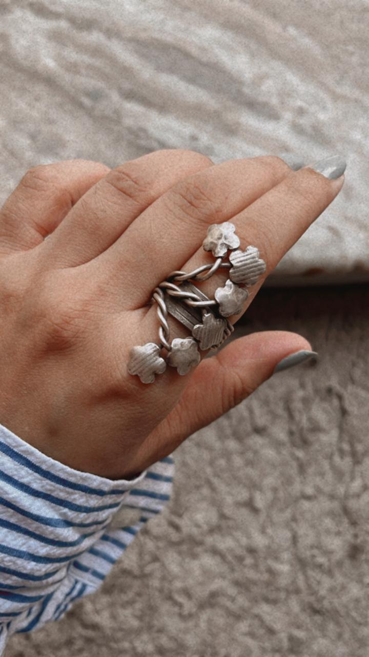 Antique Bohemian Flower Handcrafted Silver 925 Ring