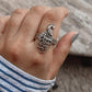 Antique Filigree Style Mor / Peacock Statement Silver 925 Adjustable Ring