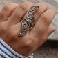 Antique Bohemian Flower Filigree Work Silver 925 Ring