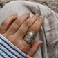 Lavender Flower Bohemian Adjustable Ring in 925 Silver
