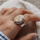 Boho Style Picture Jasper Statement Ring in Silver