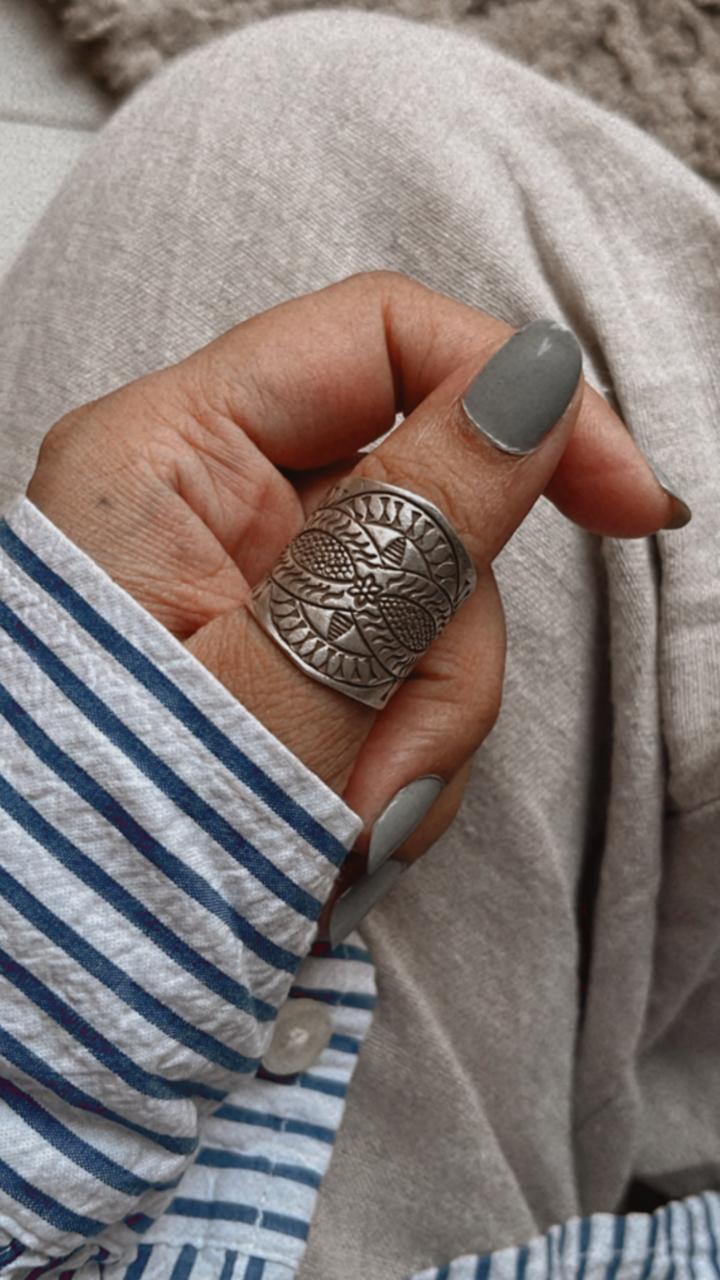 Anant Mandala Bohemian Adjustable Ring in 925 Silver