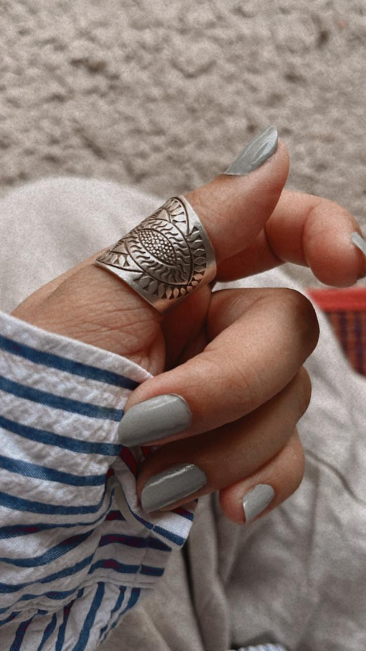Handcrafted Antique Bohemian Anant Mandala Adjustable Silver Ring