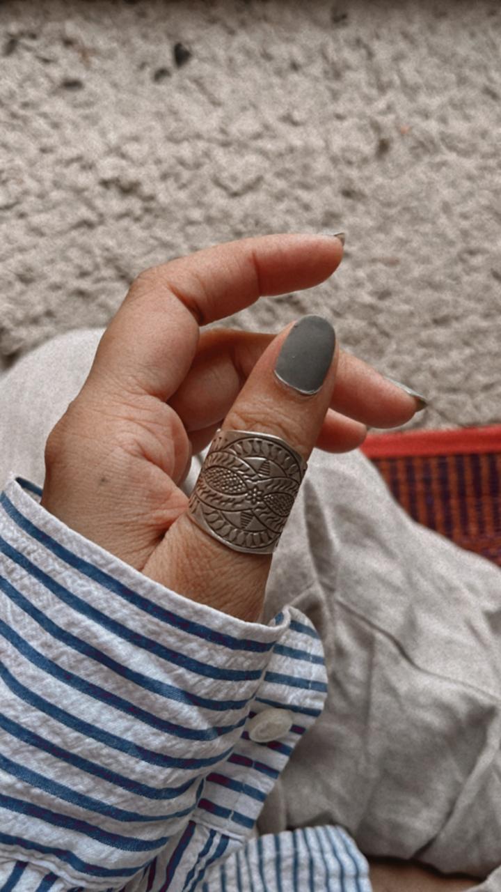 Bohemian Anant Mandala Adjustable Silver 925 Ring