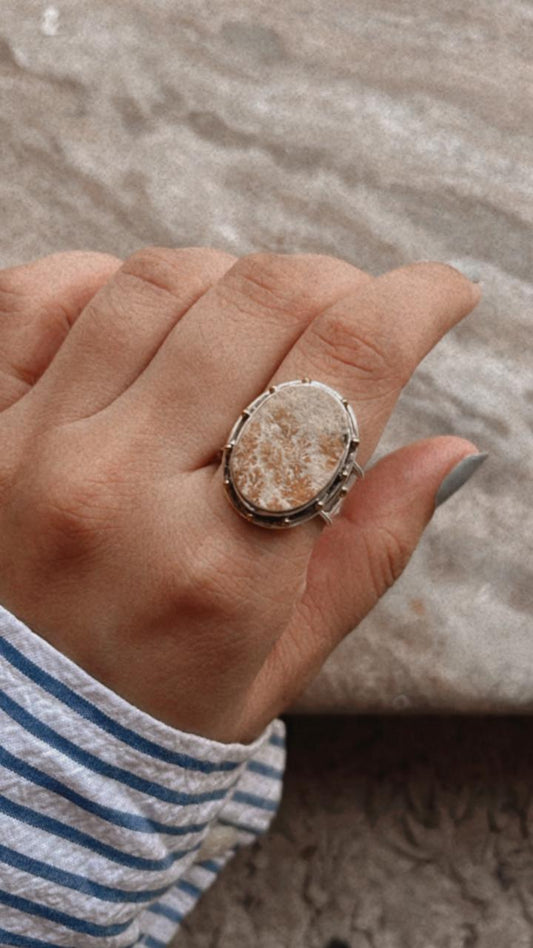 Picture Jasper Boho Statement Silver Ring