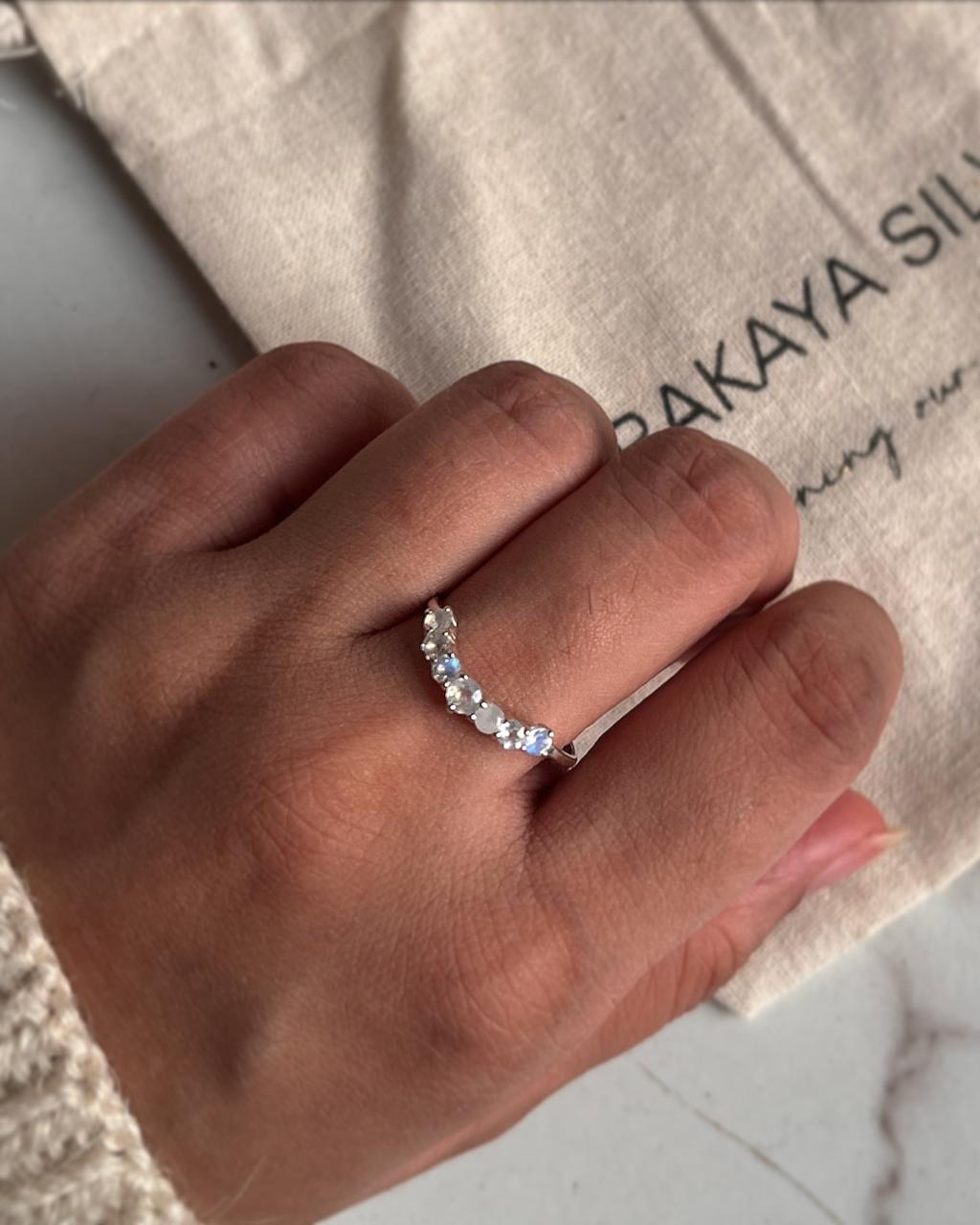 Moonstone Crown Stone Sterling Silver Ring