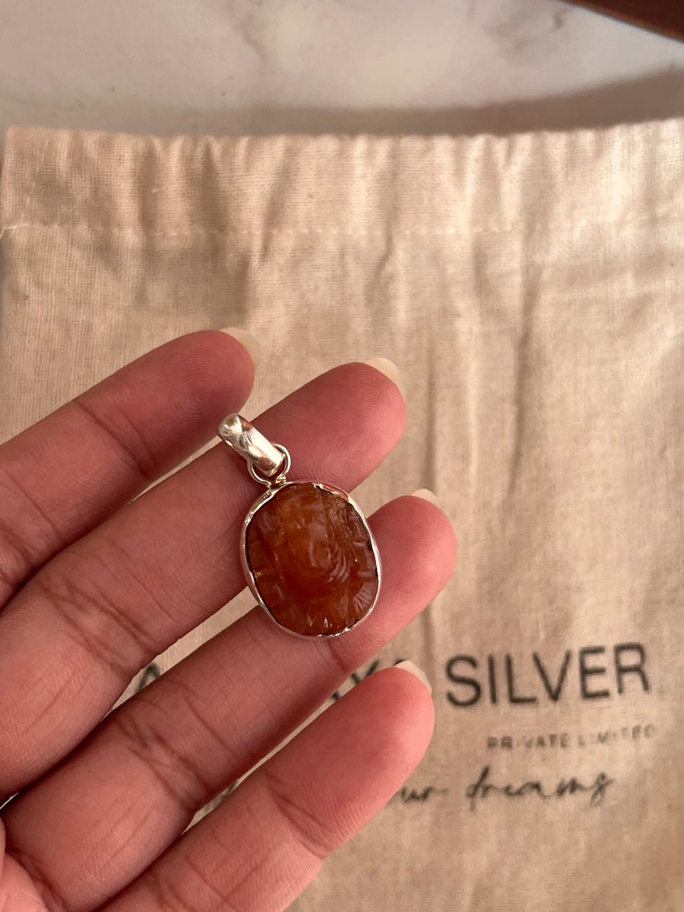 Ganesh Pendant with Carnelian Stone