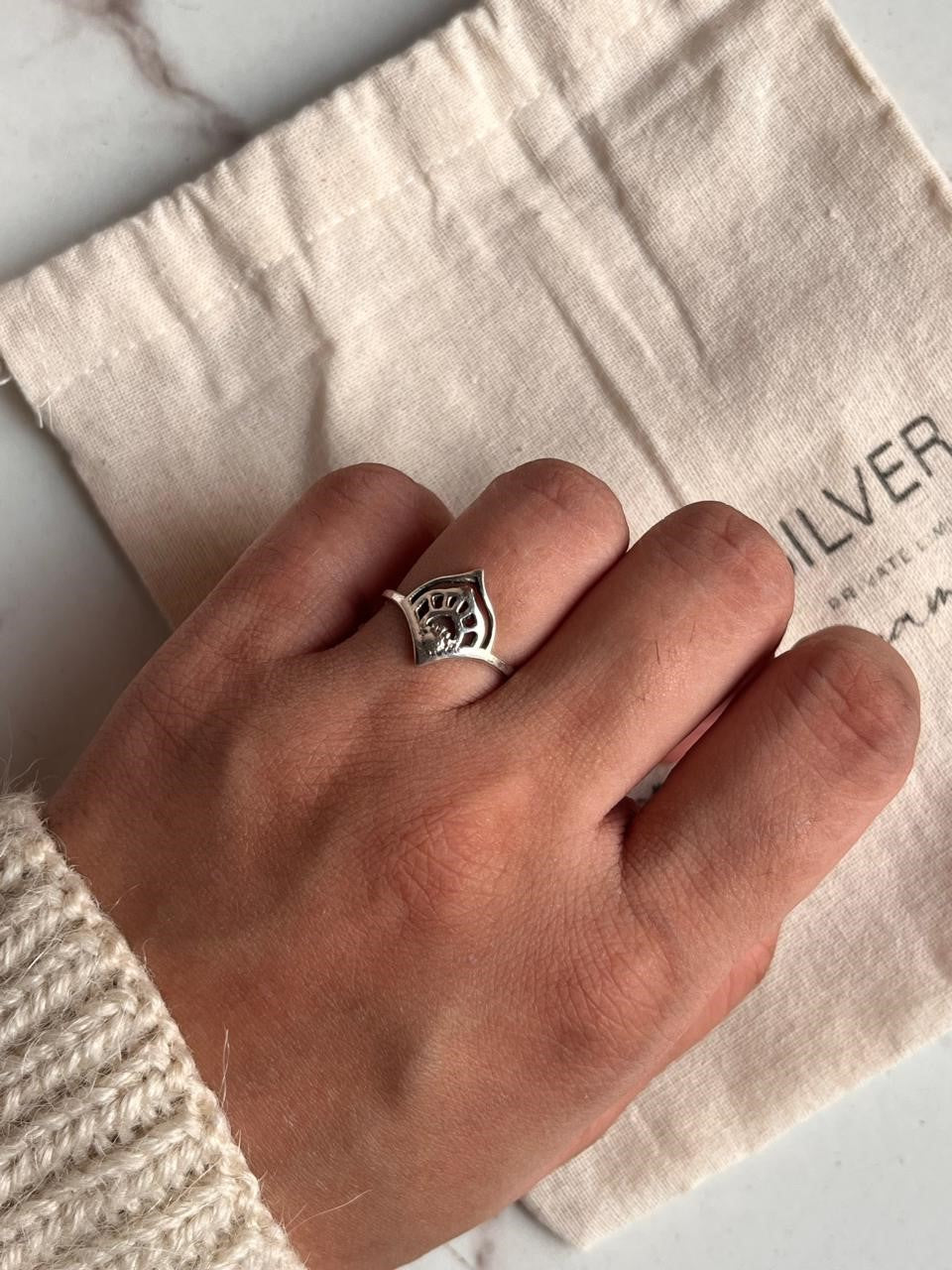Mandala Piece Sterling Silver Ring for Meaningful Symbolism