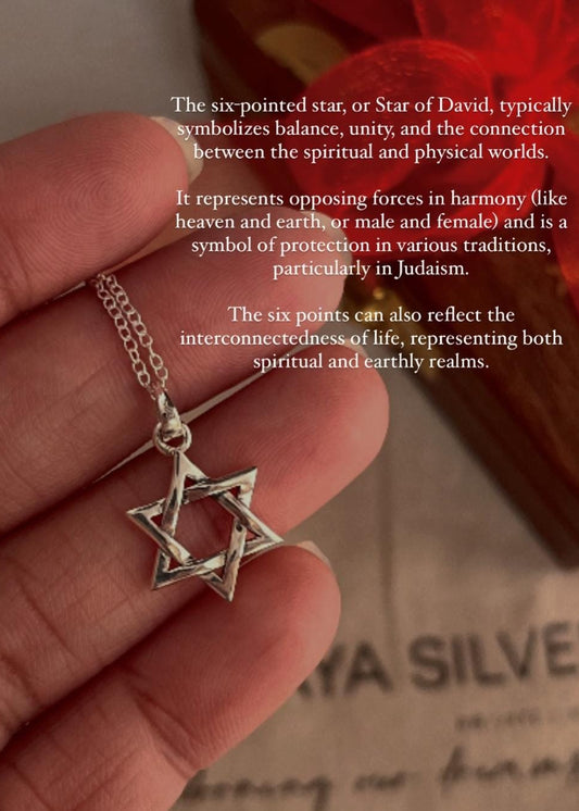 Star of David 6-point 925 sterling silver pendant with intricate design