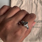 Unique Blue Topaz Marquis Cut Silver Boho Ring