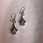 Sophisticated silver earrings with pear-shaped aqua chalcedony and blue topaz stones.