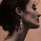 Sleek silver earrings with pear-cut aqua chalcedony and blue topaz gemstones.