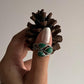 Malachite 3 Stone Statement Silver Ring with Bold Design