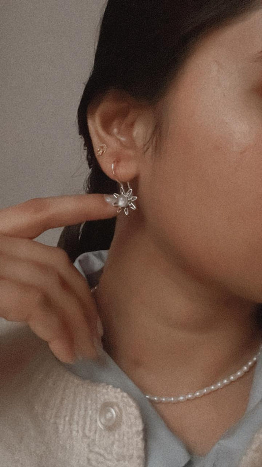 925 Sterling Silver Moonstone Big Sunflower Earrings for a Nature-Inspired Look