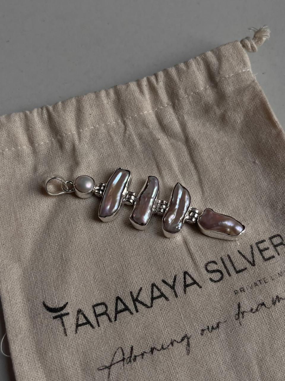 Sterling Silver Statement Pendant with Freshwater Pearls Design
