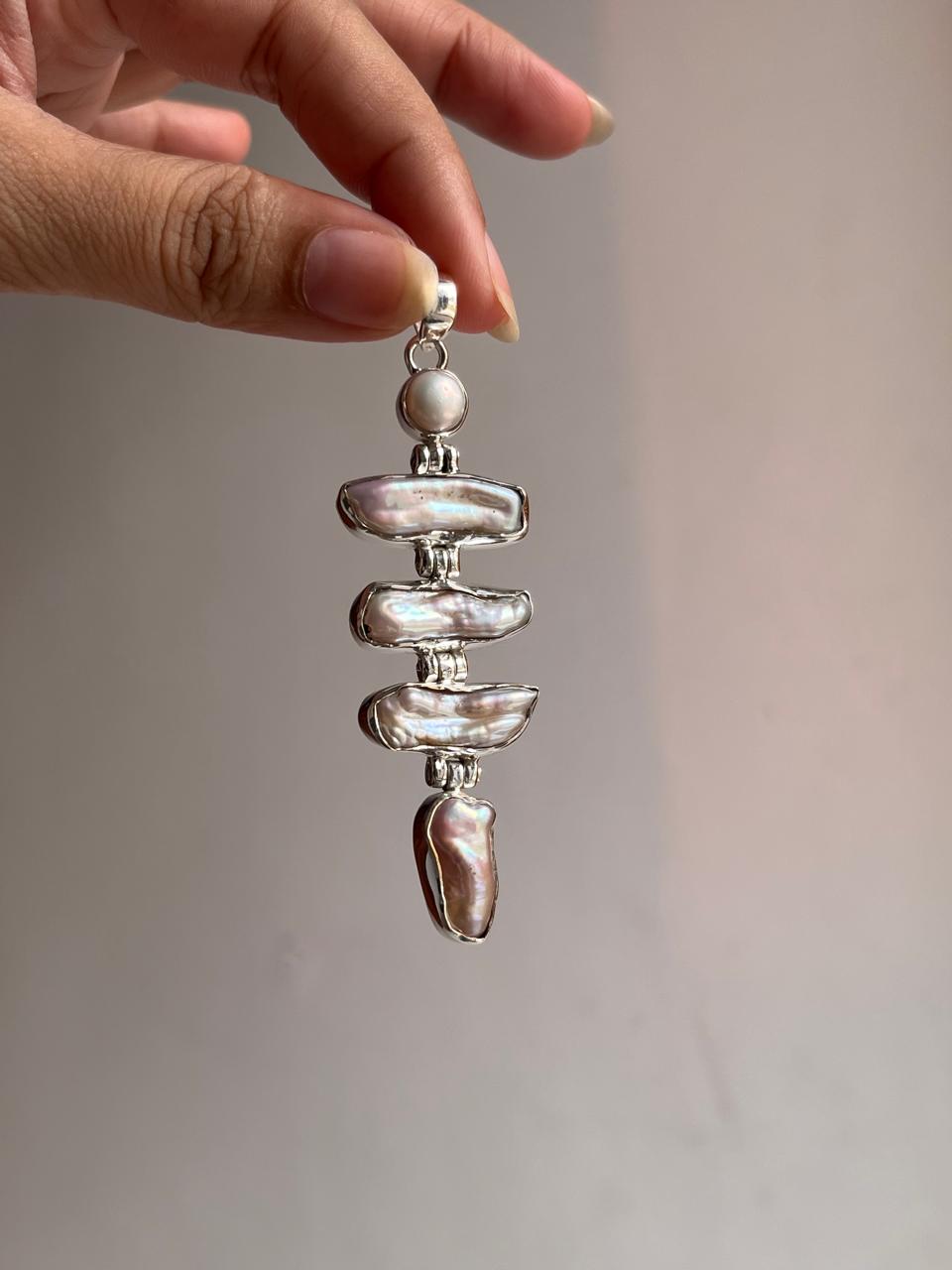 Natural Freshwater Pearls Handcrafted Silver Statement Necklace