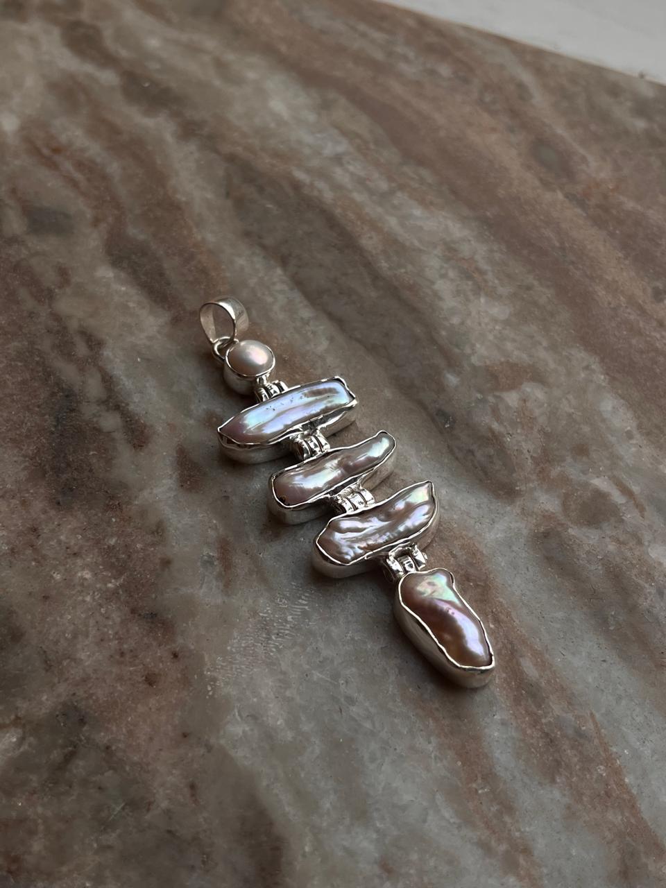Handcrafted Silver Pendant with Natural Freshwater Pearls