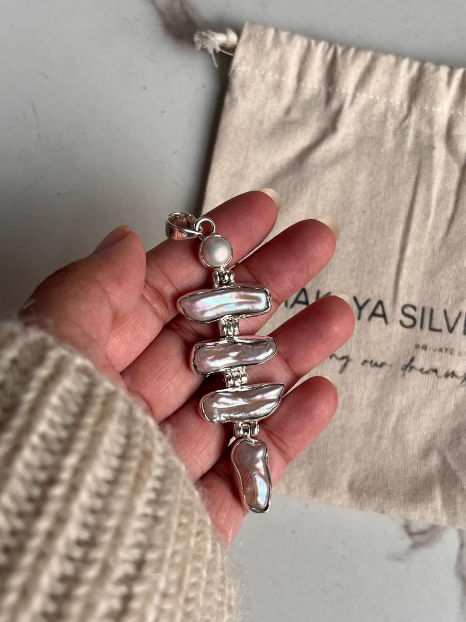 Sterling Silver Statement Pendant with Freshwater Pearls