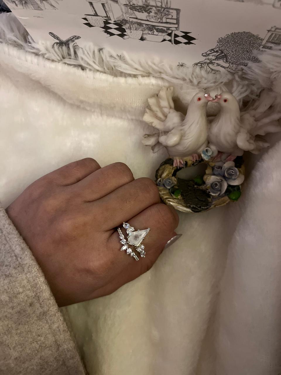 Moonstone Set Solitaire Ring in Silver