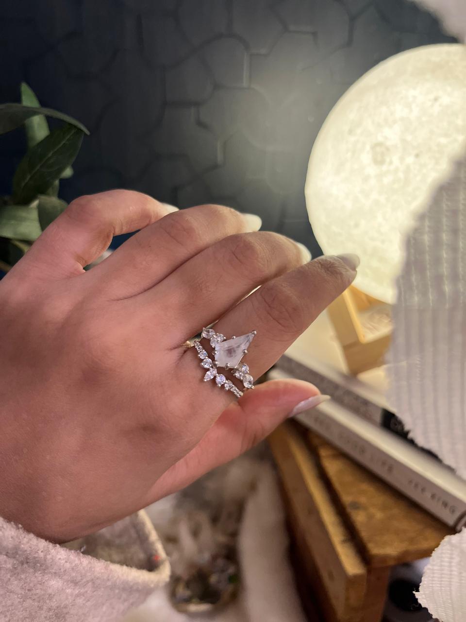 Elegant Moonstone Solitaire Ring in Sterling Silver
