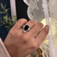 Modern Black Onyx Set Solitaire Silver Ring