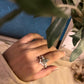 Silver Stack Set Featuring Moss Agate Statement Rings