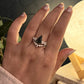 Moss Agate Statement Stackable Silver Ring Set
