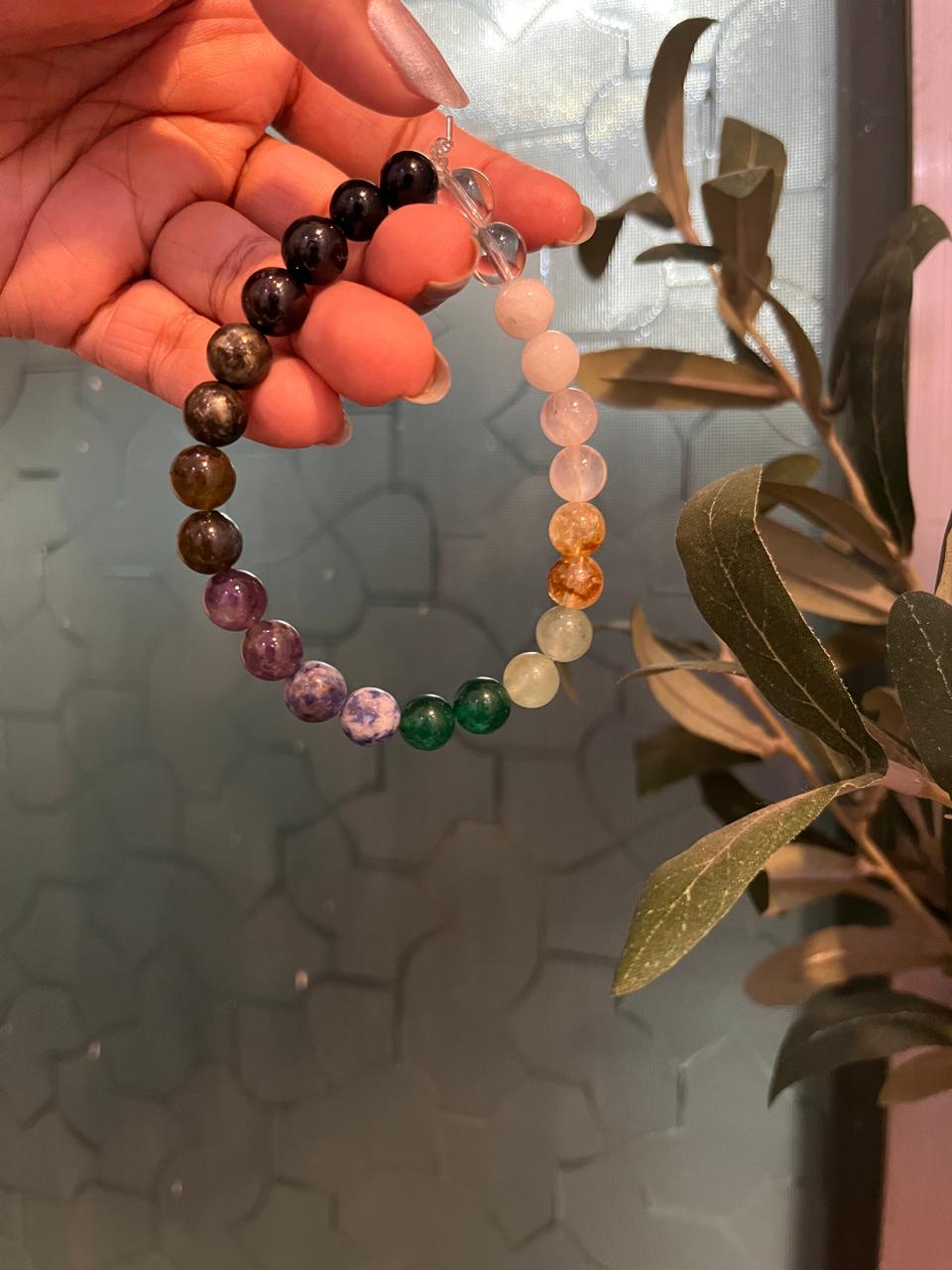 8MM Citrine Rose Quartz Crystal Bracelet