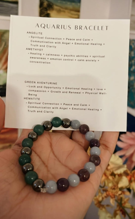 Aquarius Zodiac Crystal Bracelet 8MM