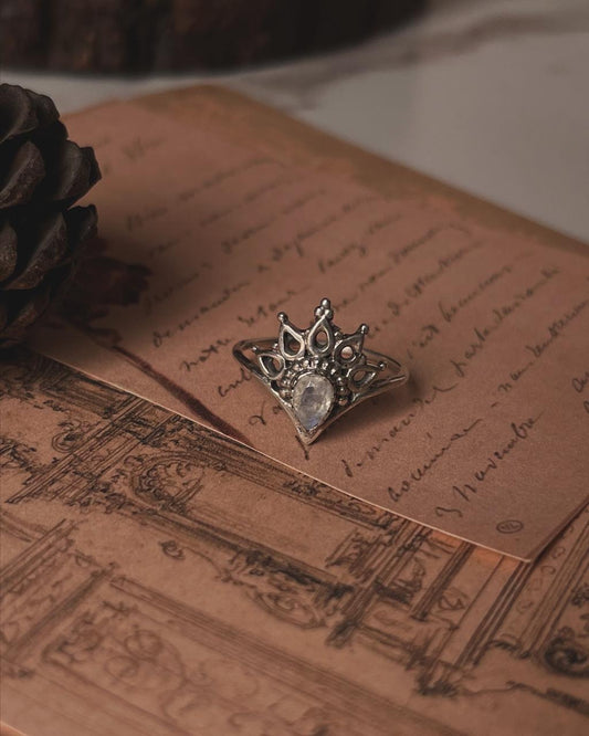 Moonstone Mandala Sterling Silver Ring