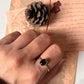 Handcrafted smokey quartz oval ring with tribal silver details
