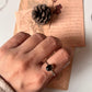 Smokey quartz oval ring with tribal engravings in silver