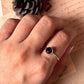 Sterling Silver Adjustable Ring with Round Amethyst and Tribal Detailing