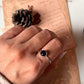 Tribal Engraved Silver Ring Featuring Round Amethyst and Adjustable Band