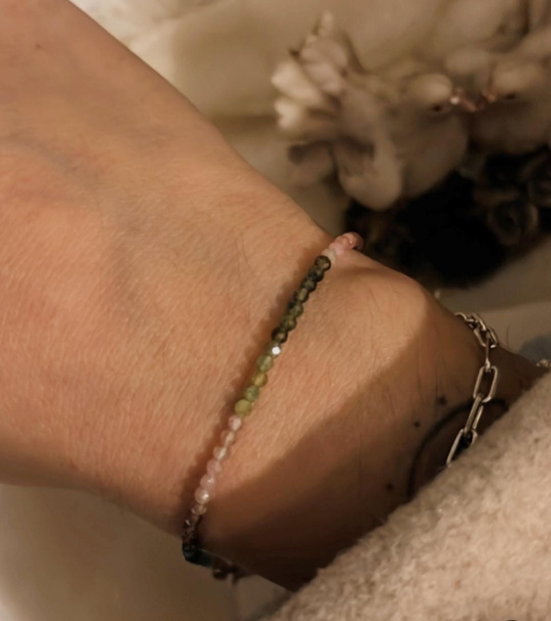 AA Multi Tourmaline 2MM Natural Crystal Bracelet