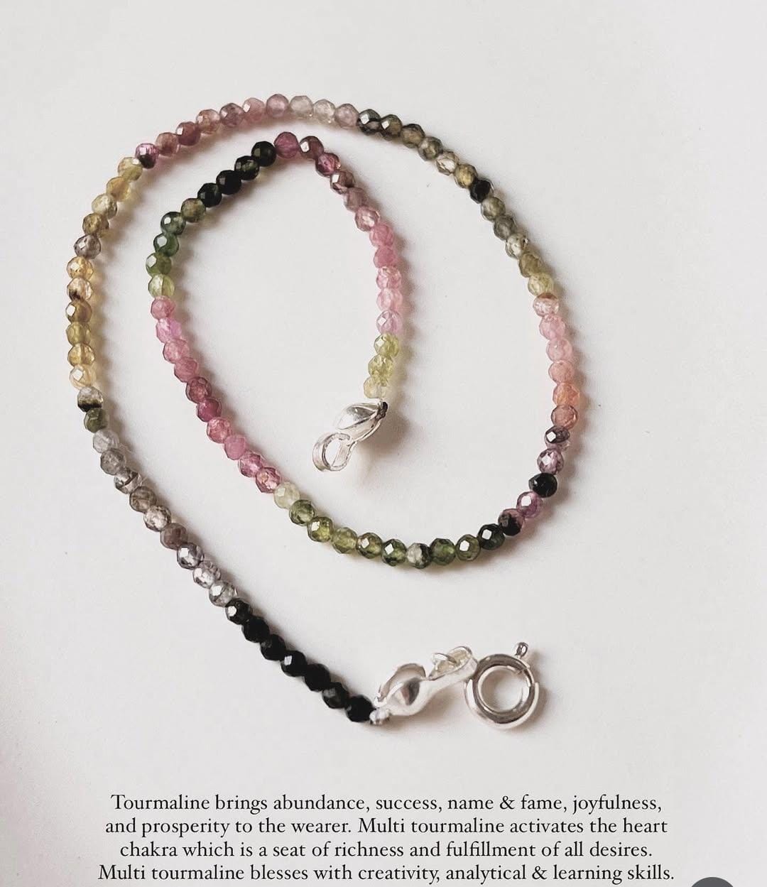 Multi Tourmaline 2MM Silver Anklet