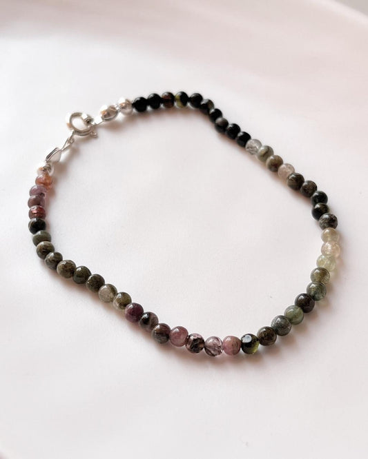 Plain Round Multi Tourmaline Crystal Bracelet for Energy Balance