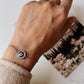 Round Evil Eye CZ Silver Bracelet for Protection