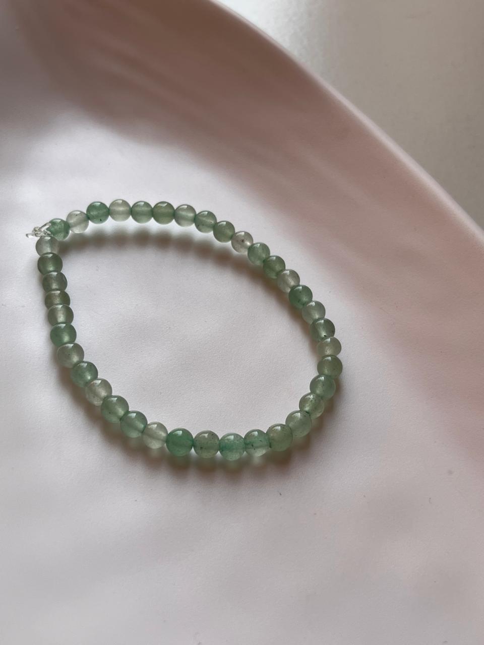 Green Aventurine Plain Round 4MM Crystal Bracelet for Women