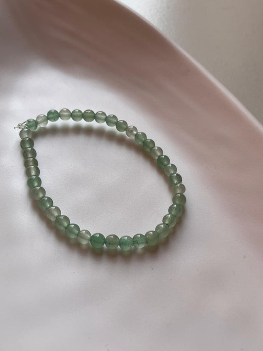 Green Aventurine Plain Round 4MM Crystal Bracelet for Women