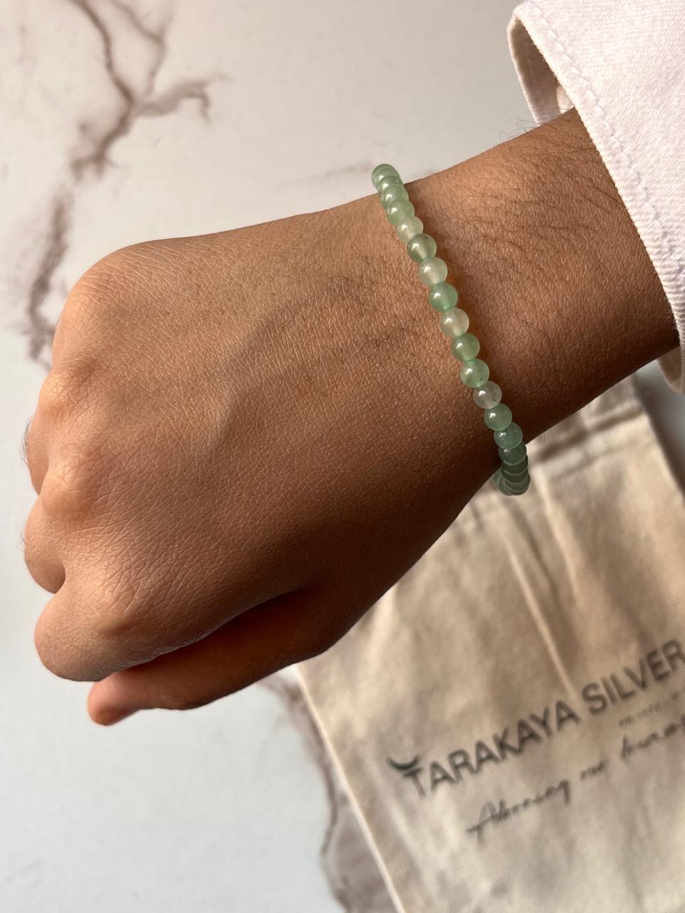 Handmade Green Aventurine 4MM Round Bead Bracelet